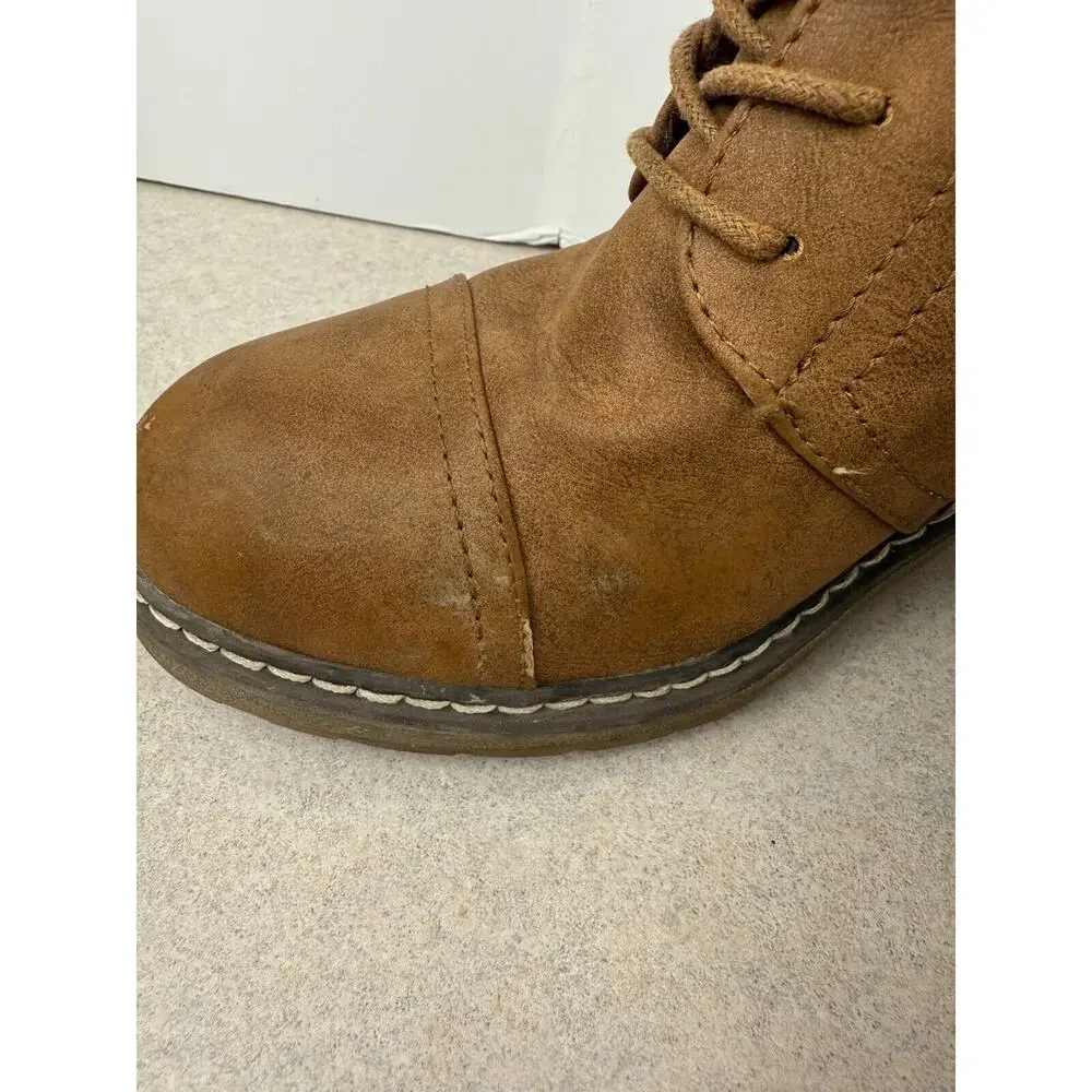 Womens Olivia Miller Brown Heel‎ Lace Up Zip Up Boots Size 8